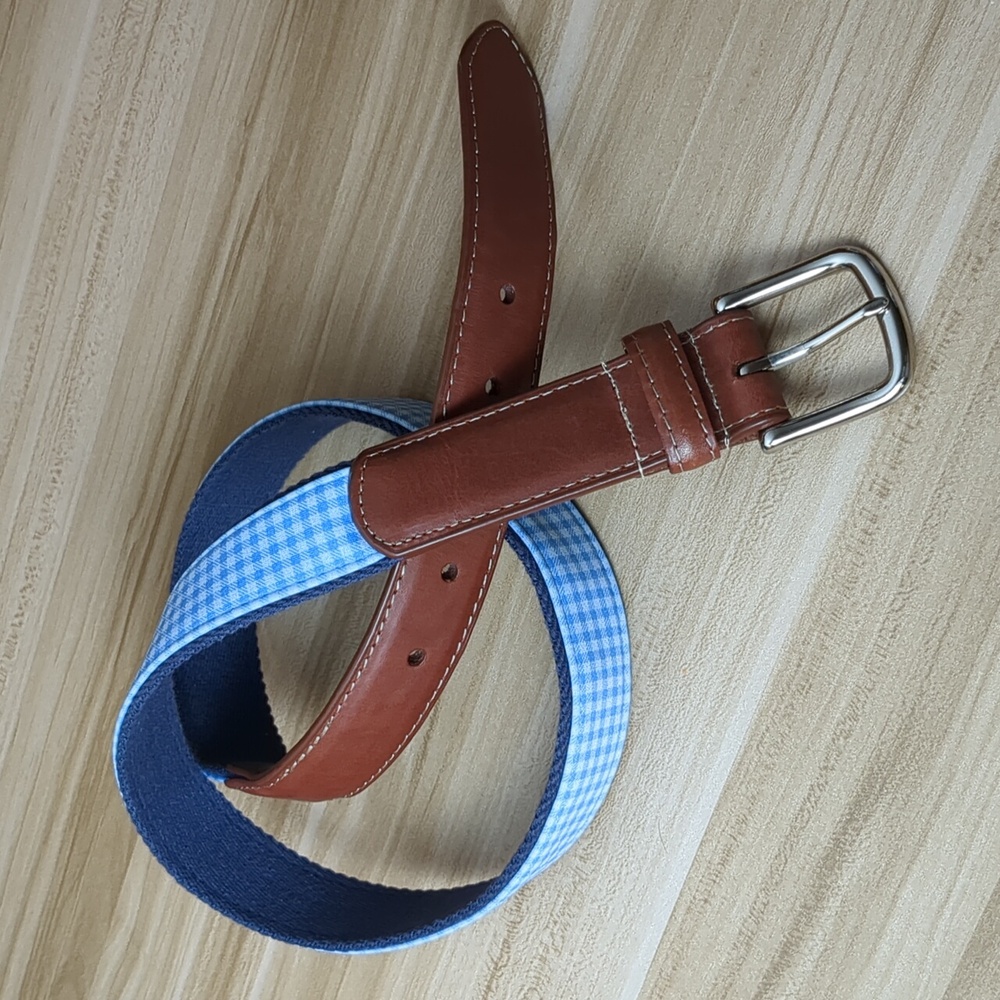 Donald Ross Leather and Checkered Cloth Belt 34